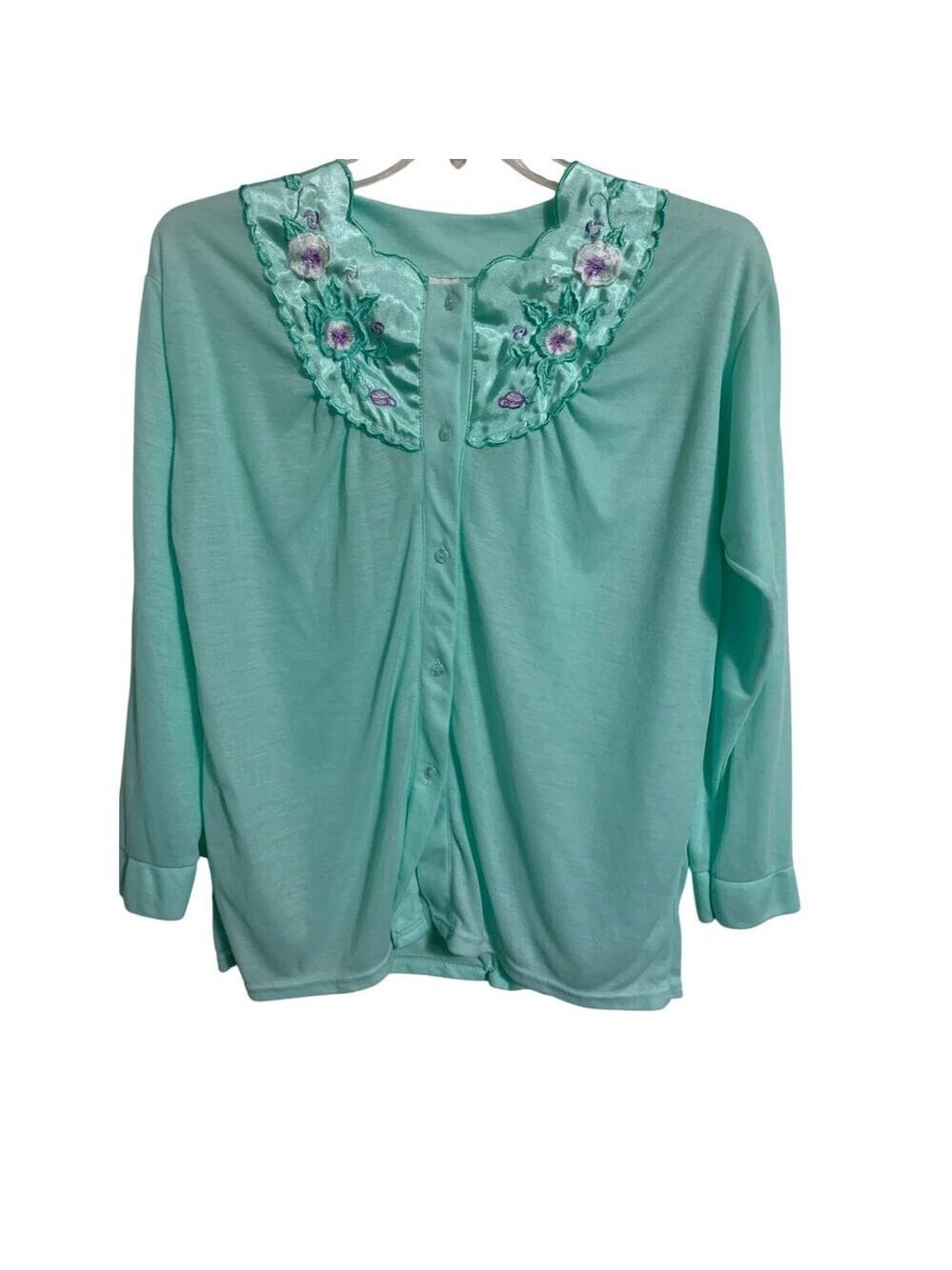 Vintage night shirt top jacket xl volup cotton plus lace embroidered